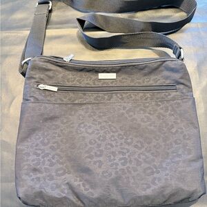 Baggallini Black Subtle Leopard-Print Crossbody Messenger